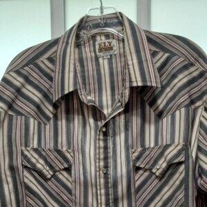 Vintage Ely Cattleman Men Pearl Snap Western Button Up Shirt Size XL